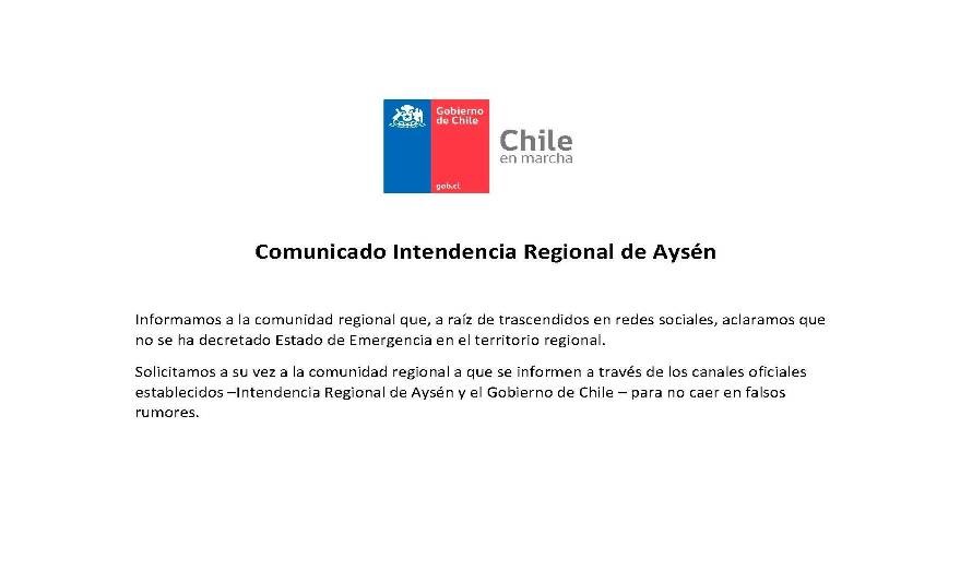 Descartan decreto de Estado de Emergencia para Aysén