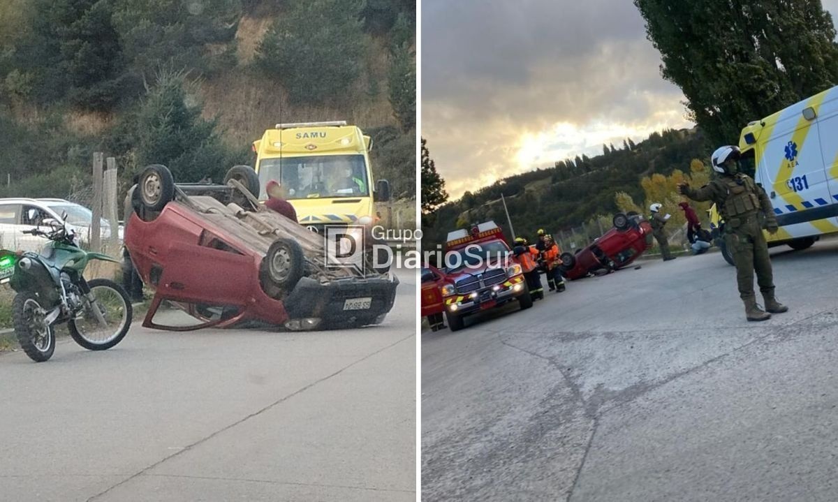 Automóvil volcó de campana en Coyhaique